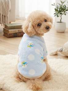 PETSIN 1 Pc Flannel Pet With Penguin Print, Light Blue - Multicolor - View 3