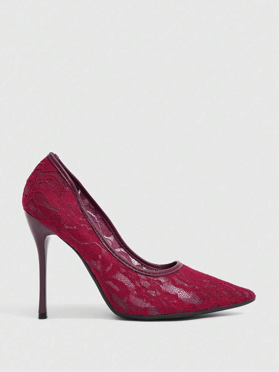 CUCCOO SZL Ladies' Fashion Party Pointed High Heel Pumps Fall Shoes - Burgundy - View 1