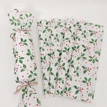 10/30/60Pcs Christmas Gingerbread Man Tissue Paper 20x34 Inch, Holiday Printed Protective Wrapping Paper For Gift Packing & Party Decoration - Green Leaves and Red Fruits - View 10