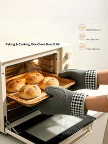 1PC Heat Resistant Silicone Anti Scald Oven Gloves For Microwave Baking Kitchen Home - Grey - View 4