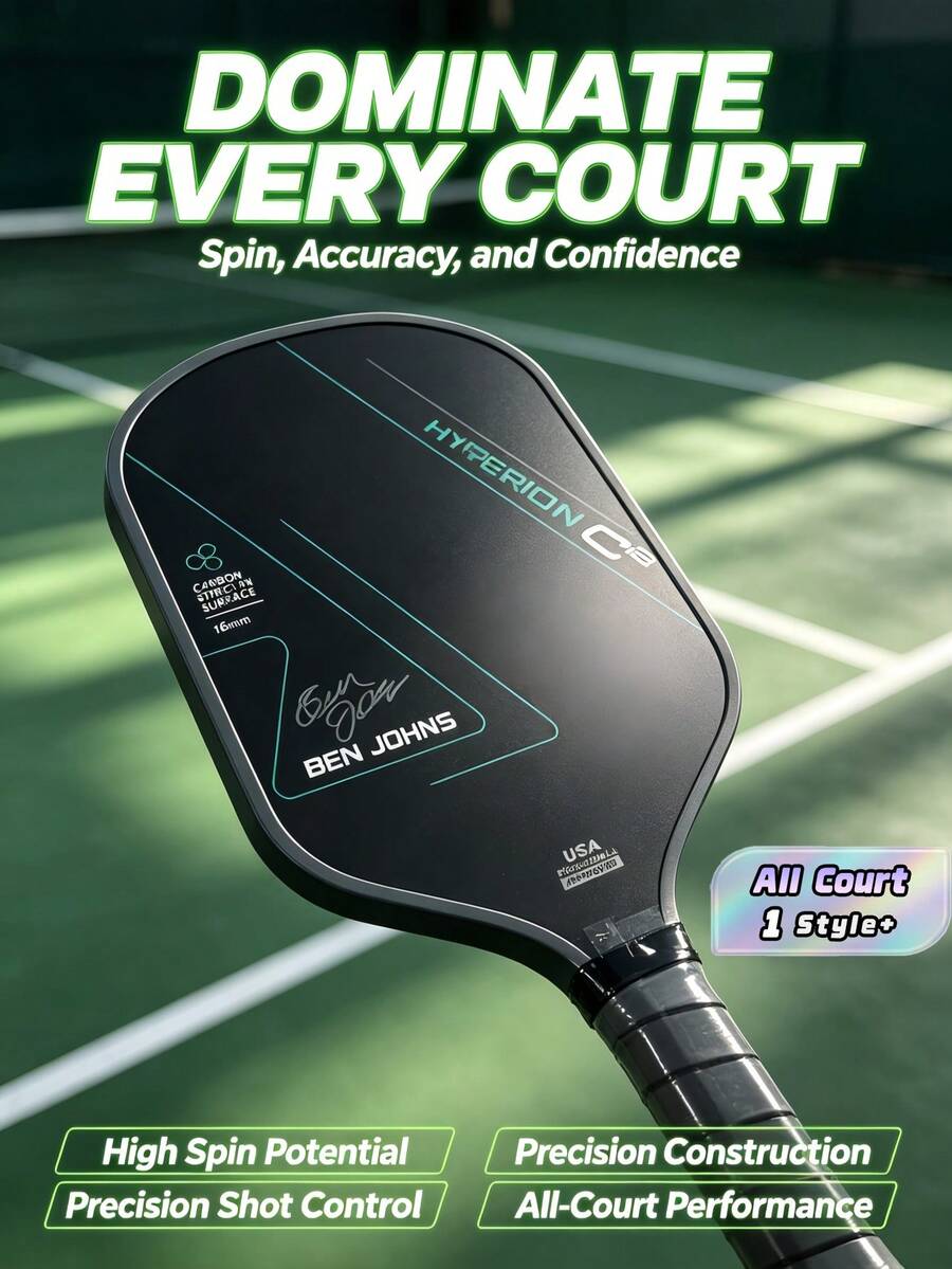 1PC Perseus Ben Johns 16mm Carbon Fiber Ice Crystal Pickleball Paddle T700 Power Core For Competition Training - Multicolor - View 1