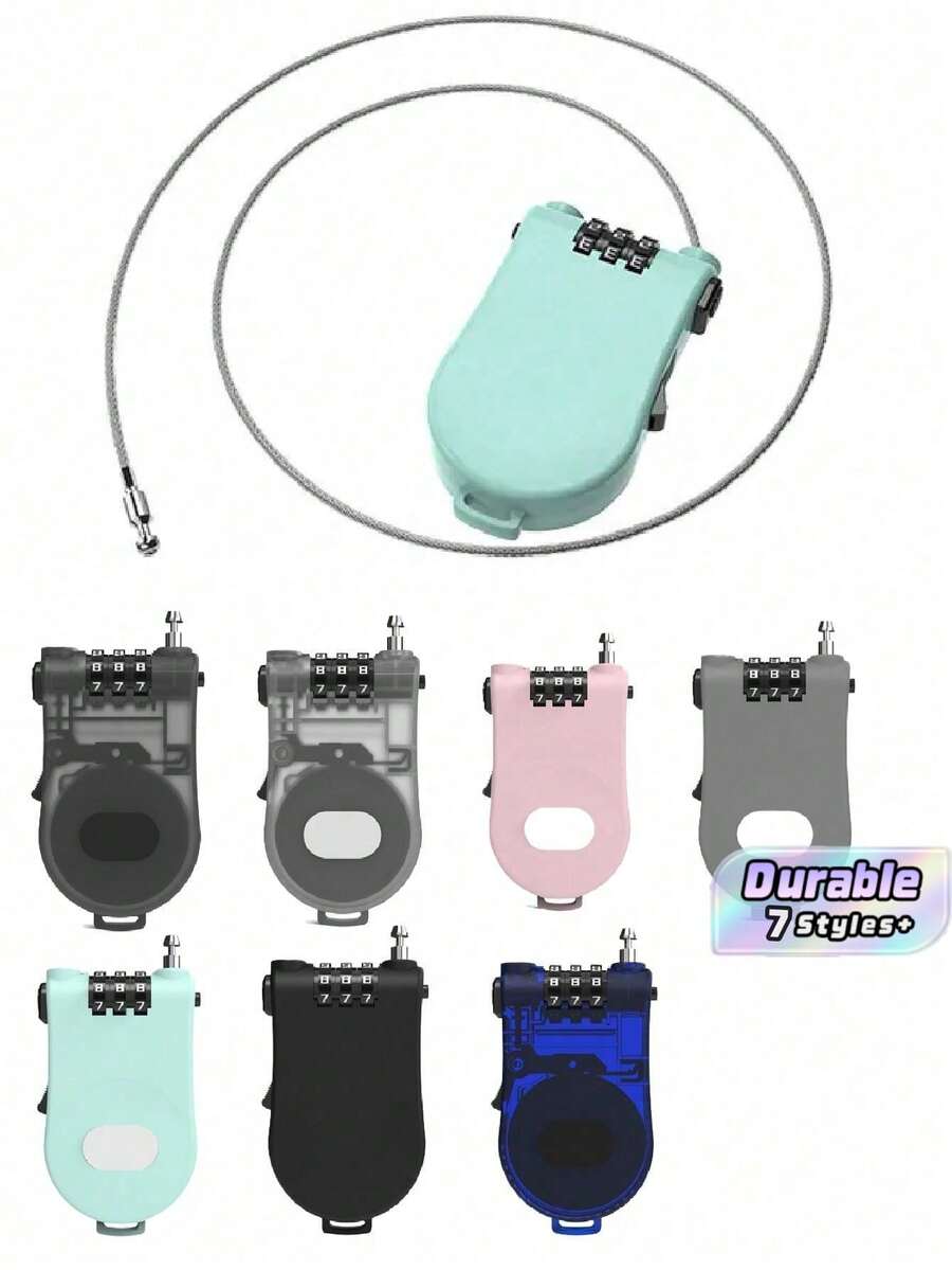 Gembok Kombinasi Kabel 3 Digit yang Dapat Diatur Ulang, Gembok Pengaman Kawat Baja Tahan Karat yang Dapat Ditarik, Gembok Portabel Anti Karat untuk Koper, Sepeda, Helm, Skuter, Loker Gym, Perjalanan, dan Penggunaan Luar Ruangan - MultiWarna - View 1