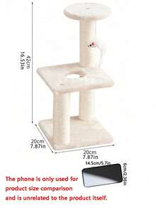 Indoor Cat Tree Tower, Pillar‑Style Cat Scratching Post With Hanging Mouse Teaser Toy, Interactive Durable Pet Cat Supply - style - View 4