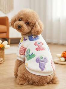 PETSIN 1 chiếc áo nỉ lông nỉ cho thú cưng kiểu phổ biến, in chữ Little Monster, cổ tròn, giữ ấm cho chó - Nhiều màu - Xem 3