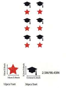 3 Set Graduation Cap Star Banner, Glitter Graduation Party Decor Hanging Flag, Suitable For Graduation Party And Ceremony, Home Decor Hanging Flag - Multiple Styles - View 10