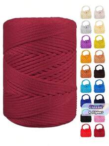 1Roll Lightweight Nylon Rope, Hollow Braided Yarn, Soft Matte Ice Silk Texture, Suitable For Diy Crochet And Knitting, Ideal For Making Hats, Bags And Handmade Crafts, Character Accessories - Multicolor - View 1