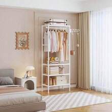 1pc Portable Wardrobe, Multi-Functional Multi-Layer Metal Clothes Storage Cabinet/Clothes Rack, Clothing Storage, Hanging Rod, Bedroom Living Room Storage, Shoe Storage, Luggage Storage, Bedroom School Dormitory Storage Rack, Ideal Choice For Home - View 16