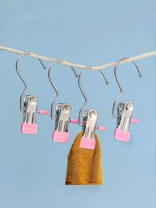 10pcs High Quality Stainless Steel Clothes Clips, Adjustable Metal Pants Rack With Clips, Laundry Clips With Hooks, Portable Hanging Clothes Clips For Clothing, Pants, Skirts, Decoration, Spring, Minimalist, Summer Tops - Multicolor - View 17