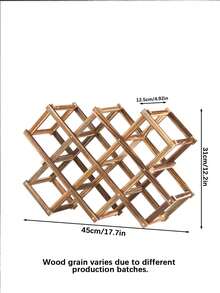 Foldable Wooden Wine Rack, Stackable Storage Design, Practical Wine Holder For Kitchen And Dining Room, Ideal For Countertop, Cabinet Surface Home Bar Decor - View 3