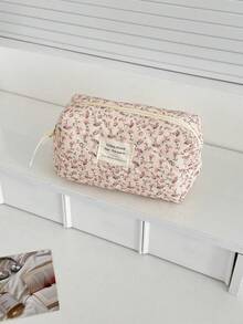 Found Favorite 1Pc/Set Floral Makeup Bags Corduroy Multifunctional Cosmetic Organizer Portable Cosmetics Storage Clutch With Zipper Closure For Cosmetics,Skin Care - Multicolor - View 15