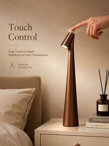 1Pc Rechargeable Wireless LED Table Lamp, Portable Touch‑Controlled Dimmable Desk & Bedside Lamp, 3 Brightness Levels, Minimalist Modern Nordic Style, Long Battery Life, For Bedroom, Living Room, Dining Room, Office & Cafe - Multicolor - View 4
