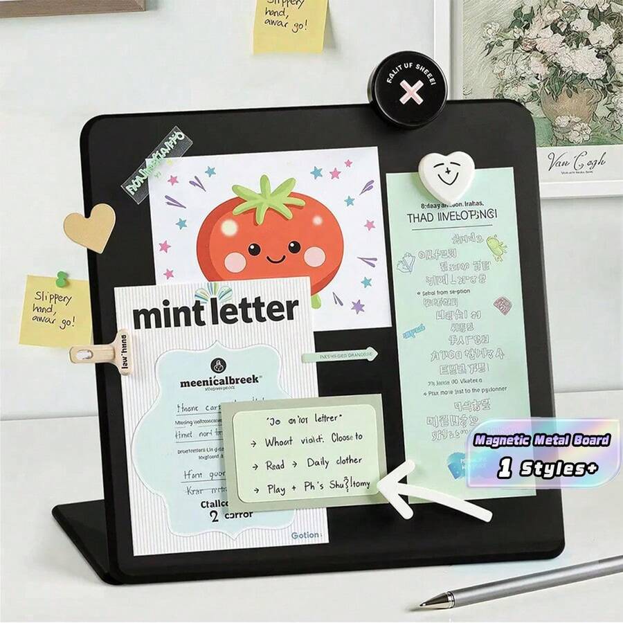 Square Magnetic Multi-Function Decorative Display Board, Home Magnetic Metal Board, Suitable For Sticky Notes, Posters, Storage, Message Board, Home Office Vertical Memo Board, Postcard Calendar Display, Classroom Decoration, Desktop Decoration - Multicolor - View 1