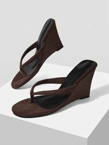 Mnmlis Women's Platform Wedge Sandals Are Fashionable And Versatile - Brown velvet - View 2
