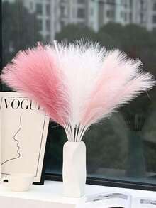 3/12/21/33 Stems Artificial Pampas Grass, Faux Artificial Plants, Bohemian Style Decor, Vase Filler For Home, Room, Wedding, Christmas & Spring Season Decoration - Dark Pink, Light Pink, White - View 2