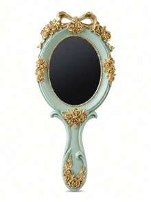 Muroi Mono 1Pc Resin Retro Baroque Hand Mirror, Ins Luxury Embossed Floral Princess Lolita Makeup Mirror, Clear Portable Handheld Cosmetic Mirror For Salon Grooming & Room Ornament, Nice Present For Birthday, Valentine's Day, Mother's Day, Thanksgiving Day - Multicolor - View 18
