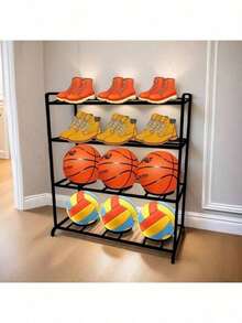 Estantería multifuncional para almacenamiento de balones de baloncesto para el hogar - Negro - Ver 15