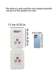 THE POWERPUFF GIRLS X SHEIN 1 One Size Fits All, Foldable Multi Angle Adjustable Portable Vanity Mirror, Officially Authorized Powerpuff Girls Cartoon Printed White Desktop Makeup Mirror, Suitable For Home, Dormitory, And Travel, Cartoon Cute Makeup Portable Mirror - Multicolor - View 3