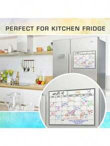Erasable Magnetic Refrigerator Calendar, Shopping List Memo, Monthly Family Planner Memo, Menu, Kitchen Decor, Refrigerator Accessories, For Household Lists And Menu Planning - Multicolor - View 3