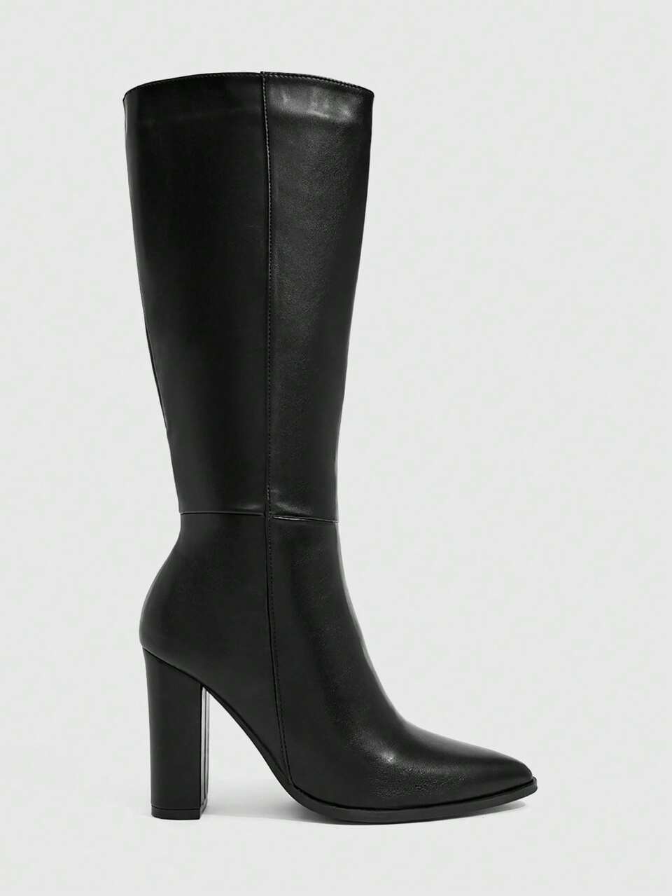 CUCCOO SZL Women Shoes High Heel Black PU Women's Fashion Boots Side Zipper Knee Boots Casual Shopping Autumn/Winter Boots Dating Party