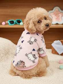 PETSIN 1 Pc Pet Cat Dog Universal Cute Pink Lamb Pattern Printed Fashion Plush Warm Elastic Comfortable Dog Round Neck - Multicolor - View 4
