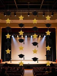 3 Set Graduation Cap Star Banner, Glitter Graduation Party Decor Hanging Flag, Suitable For Graduation Party And Ceremony, Home Decor Hanging Flag - Multiple Styles - View 5