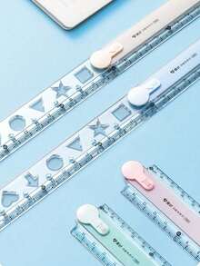 1 قطعة مسطرة قابلة للطي، مسطرة ملونة للطلاب، مسطرة بلاستيكية، متعددة الألوان متاحة، للرسم الهندسي والتوضيح، مسطرة قياس قرطاسية مكتبية - متعدد الألوان - مشاهدة 2
