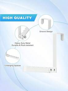 Over The Door Hooks Hanger, 2 Packs Collapsible Folding Over The Door Organizer Rack Space Saving Hanging Storage Hanger For Clothes, Coats, Towels For Bedroom Bathroom (White) - multicolor - View 4