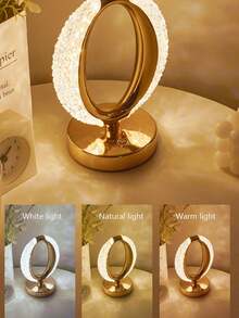 1PC Nordic Modern Minimalist Creative Romantic Bedside Table Lamp, USB Rechargeable Touch Control Switch, 3‑Color Stepless Dimming, Ideal For Bedroom Living Room Home Decor - Multicolor - View 4