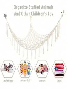 Hand‑Woven Cotton Rope Corner Toy Hammock Net, Triangle Stuffed Animal Storage Net For Bedroom Corner, Toy Doll Hanging Hammock, Old & New Styles Shipped Randomly - Multicolor - View 2