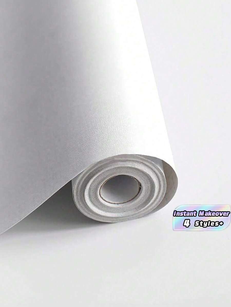 1Roll Friendly Waterproof Stainproof Matte White PVC Self Adhesive Furniture Sticker Removable Wallpaper For Kitchen Countertop Cabinet Desk Renovation - White - View 1
