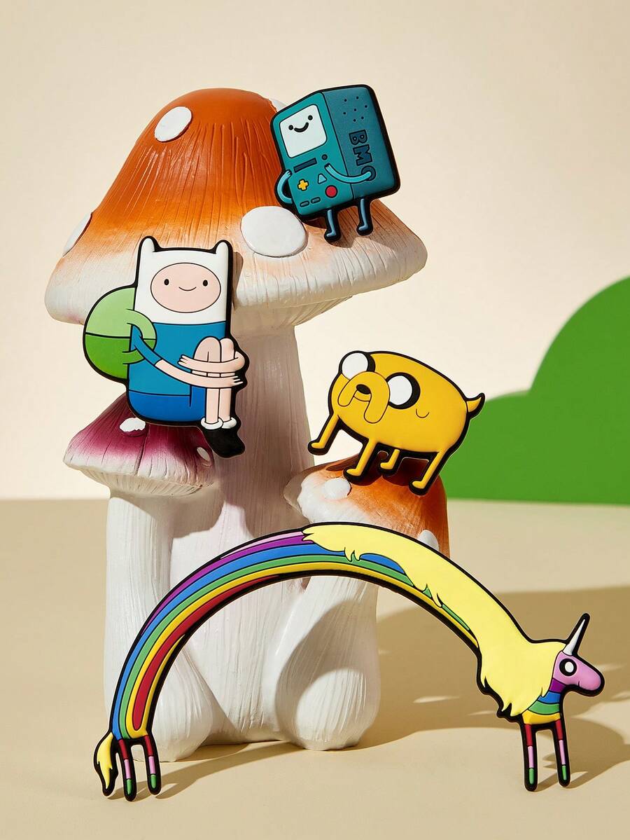 ADVENTURE TIME X SHEIN 4 قطع/مجموعة مغناطيسات ثلاجة بنمط كرتوني مضحك، هدايا - مغامرة الكنز - مشاهدة 1