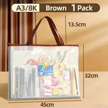 A Large Portable Tutoring Bag, Simple Transparent Grid File Bag, A2A3A4 Large Art Tool Bag, Suitable For Holiday Tutoring, Textbook Storage, Art Training, Painting Tool Storage. - A - View 19