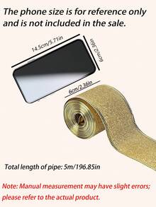 1 Roll Glitter Wired Edge Ribbon, 2.36 Inch Wide Metallic Gold Silver Sparkly Ribbon, Wire‑Edged Fabric Ribbon For Xmas Tree Ornament, Gift Box Wrapping, Wreath, DIY Bow Making, Holiday Home Party Decor Supplies - multicolor - View 4