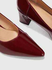 CUCCOO BIZCHIC Women's, Burgundy, Glossy Texture, Thick Heels And High Heels, Workplace Commuter Dress And Work Shoes. - Burgundy - View 3