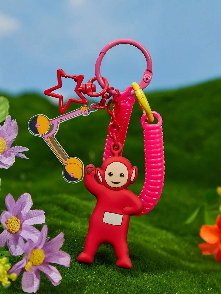 Teletubbies X SHEIN Cute Po Pattern Keychain, Bag Hanger - Red - View 1