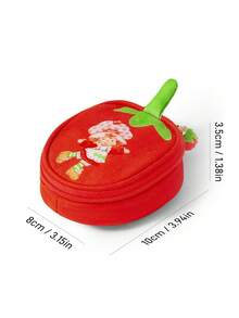 Strawberry Shortcake X SHEIN Strawberry Shaped Jewelry Storage Case With Retro Girl Print, Compact & Portable For Earrings, Necklaces And Rings - Multicolor - View 5
