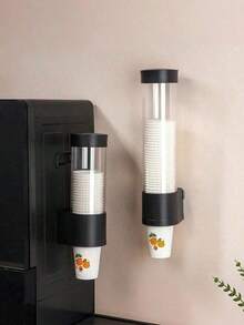 1Pc Disposable Cup Dispenser, Automatic Lifting Cup Holder, No Drilling Water Cup Storage Organizer For Home Office Hotel Dormitory - Multicolor - View 2