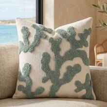 Cirelle 1 Stück/2 Stücke Ganzjahres-3D-gesteppte Korallen-Kissenbezüge, Küsten-Nautik-Strukturierte quadratische Kissenbezüge, Boho-Strand-Neutrale dekorative Kissenbezüge für Sofa, Schlafzimmer, Erker & Ferienhaus-Inneneinrichtung, Kissenfüllung nicht enthalten - Taubenblau - Übersicht 13