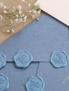 20/30/50/100 Pcs Wax Seal Stickers, Wedding Invitation Envelope Sealing Stickers, Self-Adhesive Envelope Sealing Stickers, Suitable For Weddings, Invitations, Envelopes, Gift Wrapping, Christmas And Other Events. - Dusty Blue - View 5