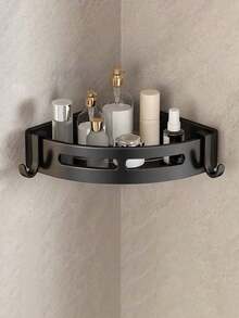 1 buah Rak Organizer Kamar Mandi Gantung Dinding Stainless Steel Dekorasi Kamar Mandi Rumah Aksesoris Kamar Mandi Organizer Kamar Mandi Penyimpanan Perlengkapan Sekolah - Hitam - View 7