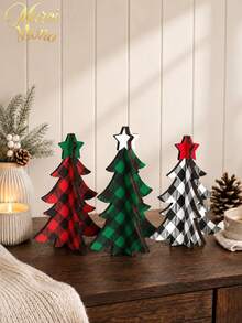 Muroi Mono DIY Interlocking Plaid Christmas Tree Ornament, Checkered Tabletop Holiday Decoration & Mini Festive Tree For Living Room, Bedroom, Office Desk, Fireplace, Christmas Party, Home Decor & Holiday Gift - multicolor - View 1