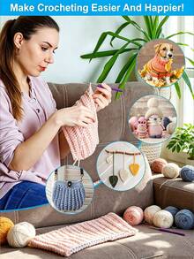 33PCS Crochet Hook Set,Knitting Tool Accessories PU Bag Pack(Accessories Colors Are Random) - Multi-style - View 3