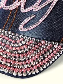 Popjeli Mũ lưỡi trai đính đá rhinestone - Màu xanh lam - Xem 7