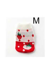 Festive Christmas Strawberry Graphic Pet Knit Pullover, Breathable Warm Winter Clothes, Fashion Pet Apparel For Holiday Photoshoots & Daily Use - C - View 13