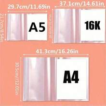 1pc Plastic Book Cover - Transparent PVC Book Cover, Waterproof And Reusable Book Protection Cover, Adjustable Transparent Book Cover Suitable For A4/16K/A5 Laptops, Very Suitable For School, Office And Daily Use, Essential Supplies - A - View 2
