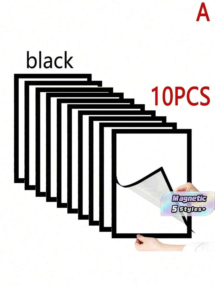 1/5/10PCS A4 Magnetic Plastic Photo Frames - black - View 1