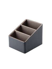 Luxury Vertical Striped 3-Slot Remote Control Box, Pu Leather Desktop Storage Organizer For Tv, Cd, Media Players, Controllers, And Office/Cosmetic Items, Back To School - Multicolor - View 14