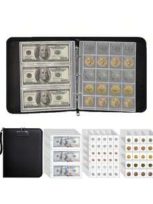 1PC 360 Slots Waterproof Flame Resistant Coin Collection Card Album Binder Heat Resistant Flame Retardant Document Storage File Bag For Collector Home Office Travel Safety Supplies Gift - A - View 11
