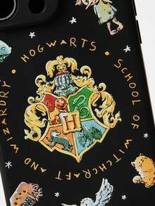 HARRY POTTER X SHEIN 霍格沃茨图案黑色手机壳 - 黑色 - 查看 4