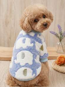 PETSIN 1 Pc Pink & Blue Elephant Print Pet Dog/Cat Warm Crewneck Sweatshirt - Multicolor - View 1